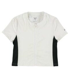 リーボック Reebok Womens Color Block Zip Basic T-Shirt White Small レディース