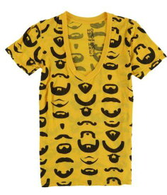 Hometown Heroes Womens Mustache Pattern Graphic T-Shirt Orange Small レディース
