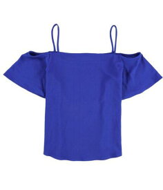 bar III Womens Crepe Cold Shoulder Knit Blouse Blue XX-Large レディース