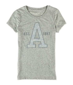 Aeropostale Womens A 1987 Embellished T-Shirt Grey Small レディース