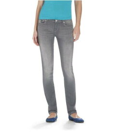 Aeropostale Womens Rhinestone Pockets Skinny Fit Jeans Grey 3/4 Regular レディース