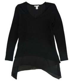 bar III Womens Knit-Overlay Pullover Blouse Black X-Small レディース