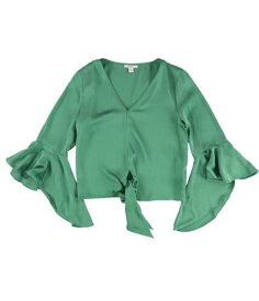 bar III Womens Tie-Front Knit Blouse Green Small レディース