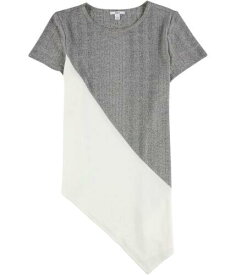 bar III Womens Asymmetrical Colorblock Pullover Blouse Grey Large レディース