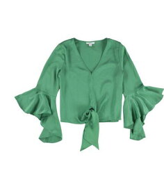 bar III Womens Tie-Front Knit Blouse Green X-Small レディース