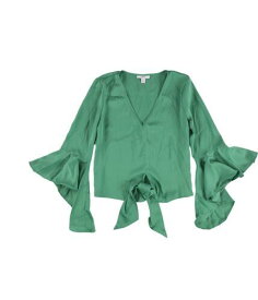 bar III Womens Tie-Front Knit Blouse Green X-Small レディース