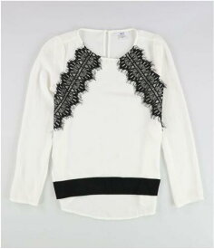 bar III Womens Lace-Detail Knit Blouse Off-White X-Small レディース