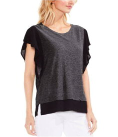 ヴィンス Vince Camuto Womens Flutter-Sleeve Ruffled Blouse Grey Small レディース