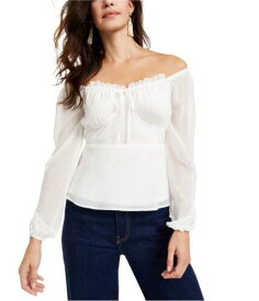 Q & A Womens Chiffon Off the Shoulder Blouse White Large レディース