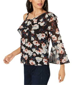 I-N-C Womens Asymmetric Floral One Shoulder Blouse レディース