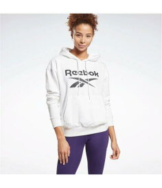 リーボック Reebok Womens French Terry Logo Hoodie Sweatshirt White Small レディース