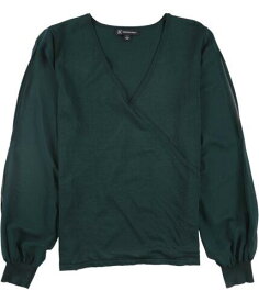 I-N-C Womens Illusion Surplice Pullover Blouse Green X-Large レディース