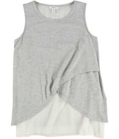 bar III Womens Layered Chiffon Hem Sleeveless Blouse Top Grey X-Small レディース