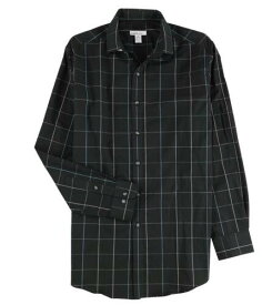 bar III Mens Bold Windowpane Button Up Dress Shirt black 14-14.5 メンズ