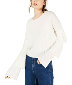 Sage The Label Womens Tiered-Sleeve Cropped Pullover Sweater Off-White Small レディース