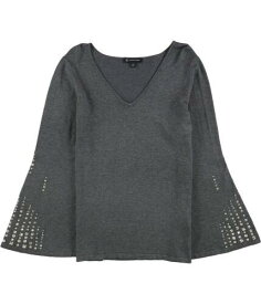 I-N-C Womens Embellished Knit Blouse Grey Large レディース