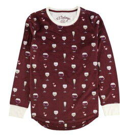 P.J. Salvage Womens Fuzzy Wine Pajama Sweater Red Medium レディース