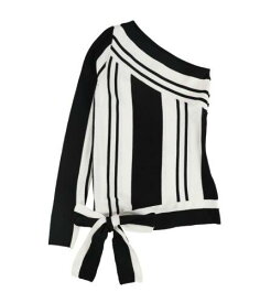 bar III Womens Striped One Shoulder Blouse Black XX-Small レディース