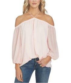 1.STATE Womens Sheer Knit Blouse Pink Small レディース