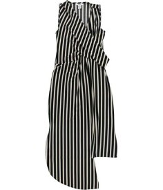 bar III Womens Striped Asymmetrical Wrap Dress Black XX-Small レディース