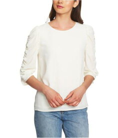 1.STATE Womens Ruched Sleeve Pullover Blouse Off-White Small レディース
