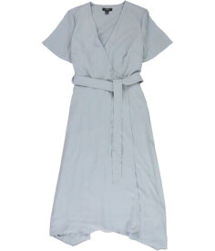 Alfani Womens Handkerchief Hem Wrap Dress Blue 8 レディース