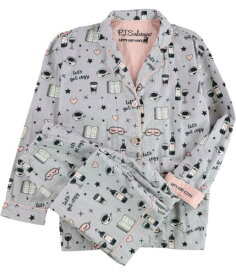 P.J. Salvage Womens 2 Pc Let's Get Cozy Pajama Set Grey Small レディース