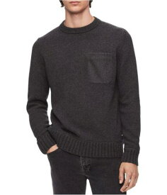 カルバンクライン Calvin Klein Mens Felt-Pocket Knit Sweater Grey X-Large メンズ