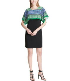 カルバンクライン Calvin Klein Womens Printed Overlay Sheath Dress Multicoloured X-Small レディース