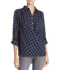 Birds Of Paradis Womens Plaid Criss Cross Button Up Shirt Blue Small レディース