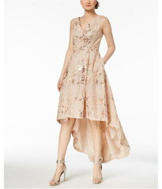 カルバンクライン Calvin Klein Womens Floral Sequin High-Low Gown Dress Beige 8 レディース