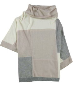 St. John Womens Cashmere Blend Patched Poncho Sweater Beige M/L レディース