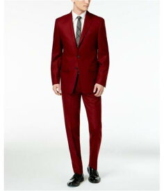 カルバンクライン Calvin Klein Mens Slim-Fit Wool Two Button Formal Suit brick 38x32 メンズ