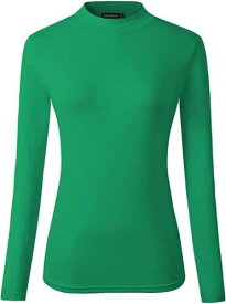 Does not apply Veranee Women's Long Sleeve Slim Fit Turtleneck Basic Layering T-Shirt GREEN 2XL レディース