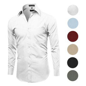 vkwear Men's Classic Fit Long Sleeve Wrinkle Resistant Button Down Premium Dress Shirt メンズ
