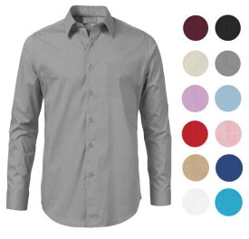 Unbranded Men's Solid Long Sleeve Formal Button Up Standard Barrel Cuff Dress Shirt メンズ