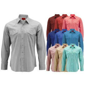 Red Label Men's Pearl Snap Button Long Sleeve Western Slim Fit Stretch Cowboy Dress Shirt メンズ