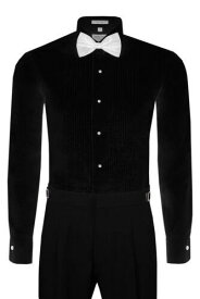 New Berlioni Italy Men's Premium Tuxedo Dress Shirt Wingtip Collar Bow-Tie Black メンズ