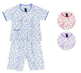 IDA Women's Floral Cotton Blend 2 Piece Sleepwear Button Up Capri Pajama Set 211 レディース