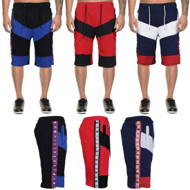 LRS LR Men's Urban Streetwear Cotton Striped Casual Gym Drawstring Sweat Shorts メンズ