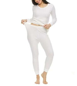 Pamela Women's Cotton Waffle Knit Thermal Underwear Stretch Shirt & Pants 2pc Set XL レディース