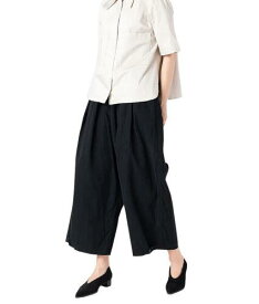 Intentionally Blank Women's Cotton Oversized Wide Legged Elastic Waist Black Striped Chino Pants レディース