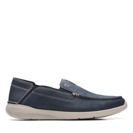 クラークス Clarks Mens Gorwin Step Blue Leather Casual Slip-On Loafer Shoes メンズ
