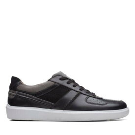 クラークス Clarks Mens Cambro Race Black Leather Casual Court Shoes メンズ