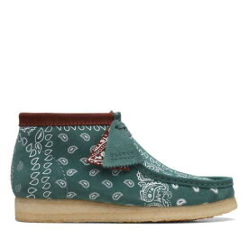 クラークス Clarks Originals Mens Wallabee Moccasin Boot Green Suede Casual Boots Shoes メンズ