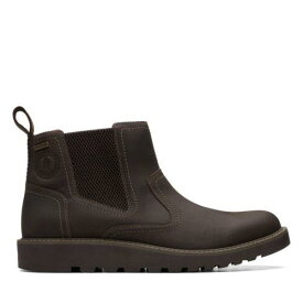 クラークス Clarks Mens Hinsdale Up Brown Leather Casual Waterproof Chelsea Boots Shoes メンズ