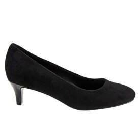 トロッターズ Trotters Fab T1905-003 Womens Black Wide Suede Slip On Pumps Heels Shoes 9.5 レディース