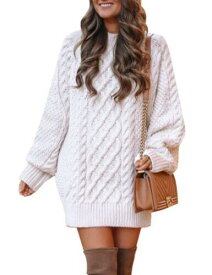Lady Rabbit Womens Long Sleeve Chunky Cable Knit Loose Oversized Baggy Tunic レディース