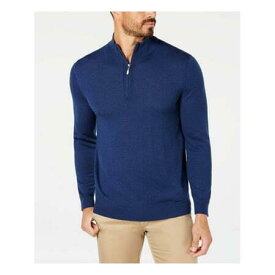 Club Room CLUBROOM Mens Navy Heather Mock Neck Quarter-Zip Wool Blend Pullover メンズ