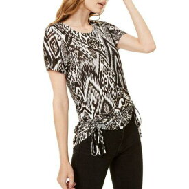 INC NEW Women's Ikat Print Side-ruched Knit Casual Shirt Top TEDO レディース